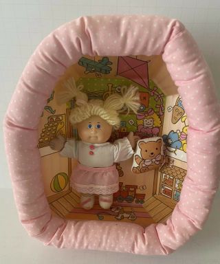 Vtg Coleco Cabbage Patch Kids Pin Up Girl With Blonde Pigtails Teddy Bear 1983 "