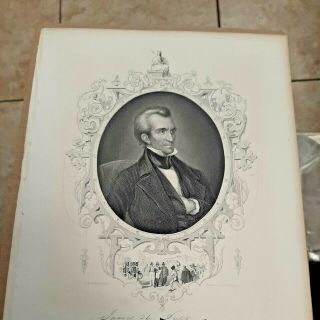President James Knox Polk (1795 - 1849) Texas Annex Print With Signature ? R