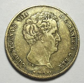 Rare 1847 Denmark.  875 Silver Rigsbankdaler 30 Schilling Courant Coin Km735.  1