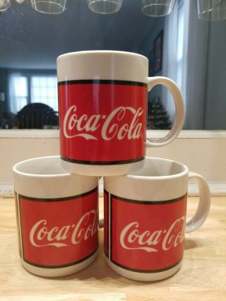 3 Rare Vintage Gibson 1996 Coca Cola Red Small 8 Oz Coffee Cup Mugs