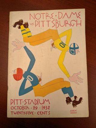 Vintage 1932 Pittsburgh Panthers Pitt Vs Notre Dame Irish Football Program Rare