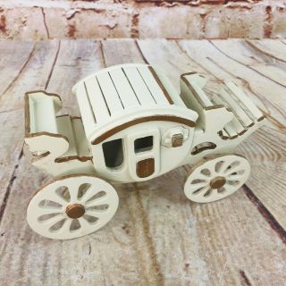 Vtg Handcrafted Wood Doll House Horse Carriage Model 6.  5 " X 3 "