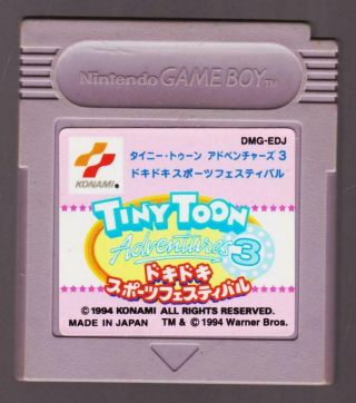 Tiny Toon Adventures 3 Japan Nintendo Gameboy Color Video Game Cartridge Vintage