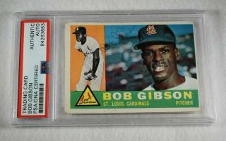 Rare 1960 Bob Gibson Signed Topps Baseball Card - Hof - St.  Louis Cardinals - Psa