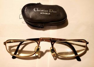 Vtg.  Christian Dior 2172 Gold Tone Folding Eyeglass Frames W.  Case Rare