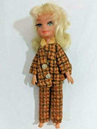 Vintage 1967 Uneeda Tiny Teen Doll Sports Time 5 " Plaid Outfit