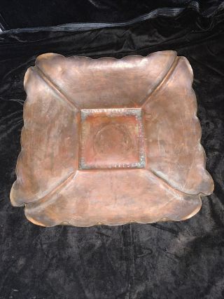 Antique Mission Arts Crafts Era Hand Hammered Copper Tray 13” Euc