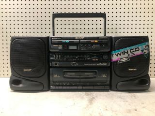 Vintage Sharp Gx - Ch150 Boombox Cd Dual Cassette Am/fm Radio Ghetto Blaster Rare