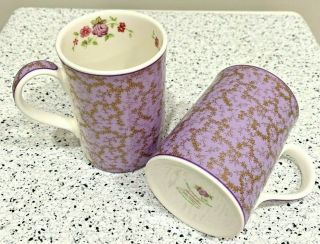 Set Of 2 Royal Albert Rare Archives Collectible Tea Cup Mug Lavender Bone China
