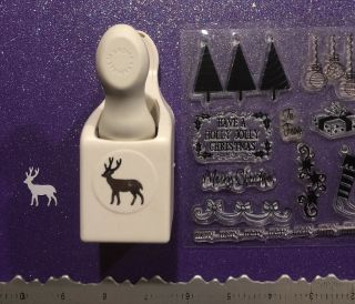 Rare Martha Stewart Christmas Deer Stampin Up Stamps Craft Paper Punch Cards