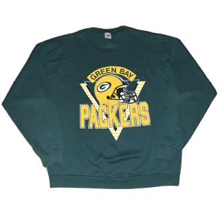 Vintage Rare Green Bay Packers Helmet Football Logo Sweatshirt Crewneck Size Xl