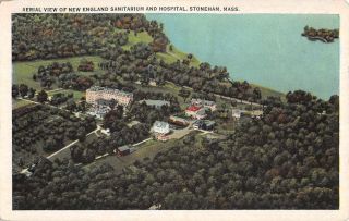 Aerial View Of England Hospital Stoneham Massachusetts L2599 Antique Postcar