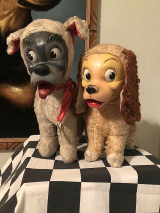 Htf Rare Vtg Rubber Face Gund J Swedlin Disney Lady And The Tramp Plush Dog Pair