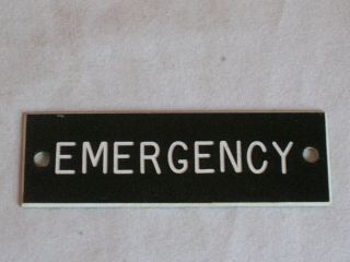Small Vintage Emergency Embossed Plastic Sign Id Tag Marker 3 " X 1 "