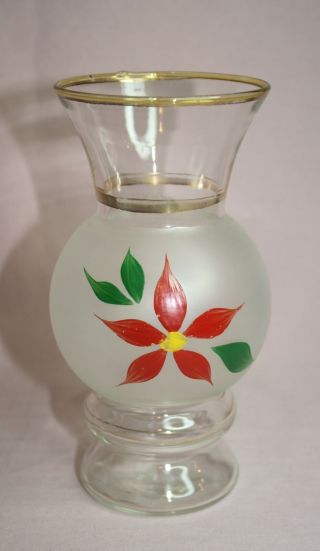 Vtg.  Bartlett Collins Gay Fad Flower Vase Red Pointsetta Hand Painted U.  S.  A.