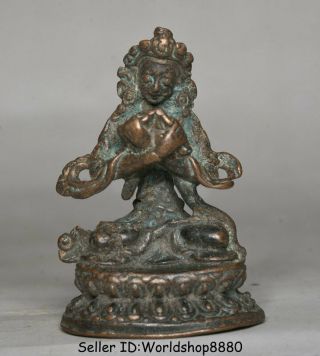 2.  2 " Old Tibet Buddhism Temple Copper Vajradhara Vajrabhairava Goddess Sculpture