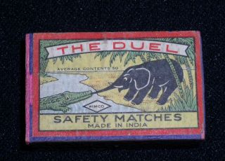 The Duel Alligator & Elephant Antique Wooden Matchbox Made In India