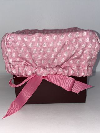 Rare Vintage Victorias Secret Pink Logo Drawstring Beauty Bag 8x7 Basket Liner