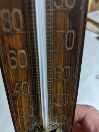 Vintage Wall Thermometer,  Dark Wood (maybe Walnut?),  Germany Is Engraved On Back