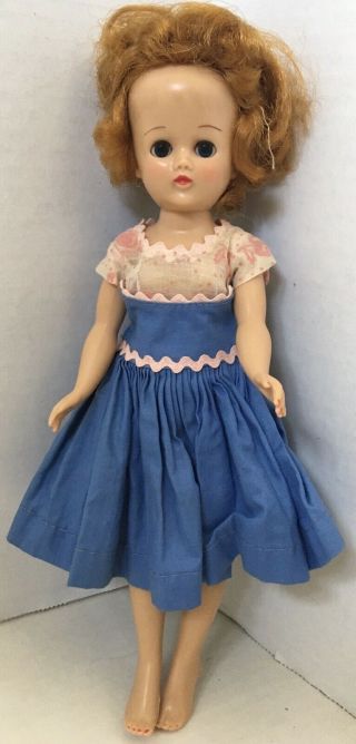 Vintage 1957 Vogue Jill Doll Blonde Blue Eyes Jointed Knee Walker 10 " Orig Dress