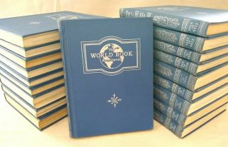 Rare Blue Silver The World Book Encyclopedia Set 1953,  Volumes 1 - 19,  Decor,  Good