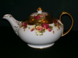 Royal Chelsea Large Teapot In The Golden Rose Pattern.  Rare