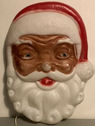 Vintage Empire Santa Head Face Blow Mold Wall Hanging Made In Usa 25 " Rare Black