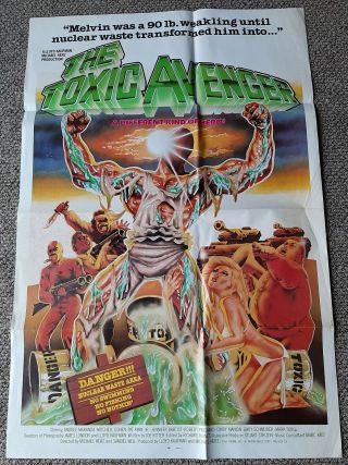1984 The Toxic Avenger Rare Lloyd Kaufman Movie Horror Poster 27x41