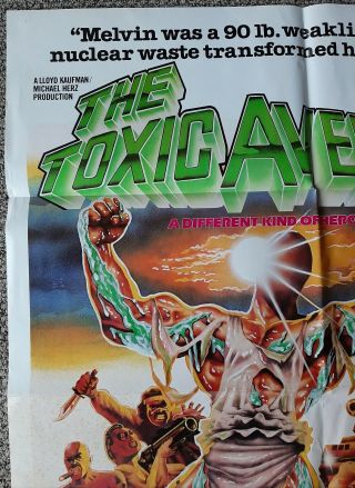 1984 The Toxic Avenger Rare Lloyd Kaufman Movie horror Poster 27x41 2