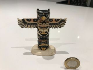 Polychrome Miniature Carving Of A Totem Pole,  Probably Haida