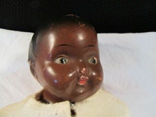 Antique Vintage Effanbee African/American Black Doll w/White wood coat 14 