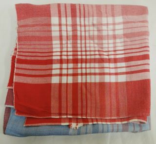 Vintage Red Blue White Check Tablecloth Rustic Country Picnic (d5 Ga)
