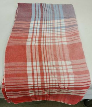 Vintage Red Blue White Check Tablecloth Rustic Country Picnic (D5 GA) 2