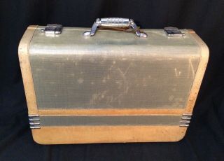 Wheary Vintage Antique Suitcase Luggage Hard Shell Lucite Handle Art Deco