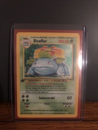 1st Edition Bisaflor German Venasaur Holo Rare Pokemon Card 15/102 Psa Ready