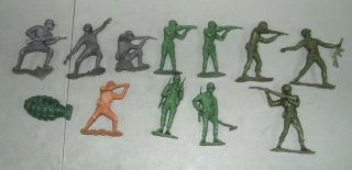 Rare Vtg Set Of 11 Marx Large 6” Army Men Plus Grenade/ German,  Japanese,
