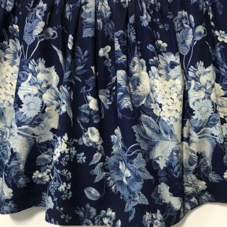 Rare Ralph Lauren Isadora Queen Bedskirt Dark Blue Floral Vintage Shabby Roses