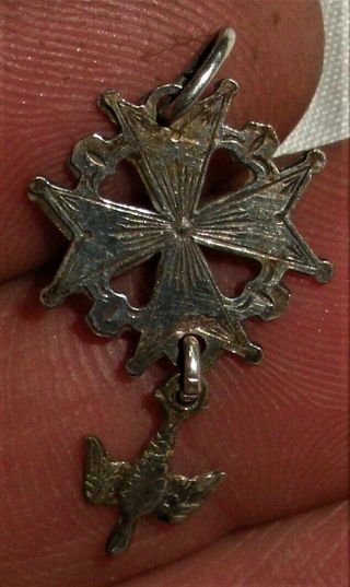 Antique World War 1 Or 2 Sterling Silver Iron Cross & Dove Charm Penant Vafo