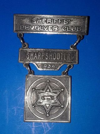 Rare 1934 Los Angeles Co Sheriff Sharpshooter Shooting Pin