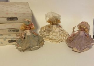 3 Vintage Nancy Ann Storybook Dolls Family Series Bride And 2 Bridesmaids 87,  86