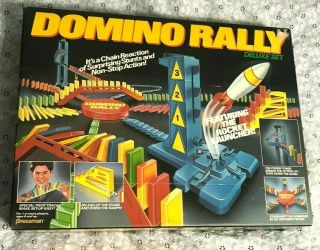 Vintage 1989 Pressman Toy Co " Domino Rally Deluxe Set " Complete W/box Very Rare