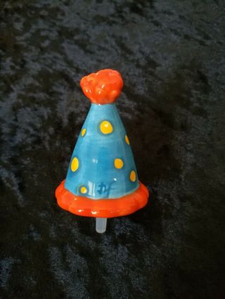 Nora Fleming Blue Party Hat Mini,  W/ The Nf Marking.  Retired & Rare