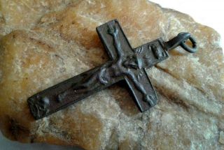 Rare Antique C.  18th Cent.  Catholic " Skull " Crucifix With Mary " Star Of The Sea "