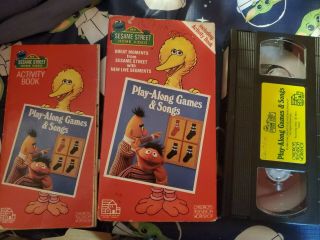 Rare Sesame Street Home Video Vhs - Play Along Games & Songs With Activity Book