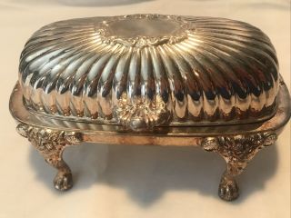 Vintage F.  B.  Rogers Silver Co Roll Top Butter Dish 3 Piece Silver Plate