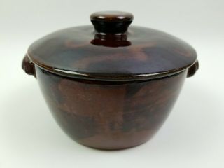 Vintage Old Hickory Cookware Glazed Stoneware Bean Pot W/ Lid " Duchess " No.  D1