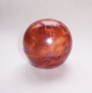 Vintage Small Art Deco Style Burr Burl Wood Ball Shape Keepsake Stash Box