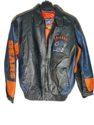 Nfl Chicago Bears Leather Jacket Mens Size Xl Vintage Carl Banks & G - Iii - Rare -