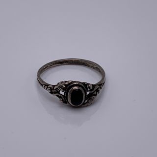 Vintage Sterling Silver Black Onyx Stone Ring Size 4