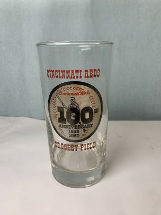 Rare Cincinnati Reds Crosley Field,  100 Year Anniversary Highball Glass 1969